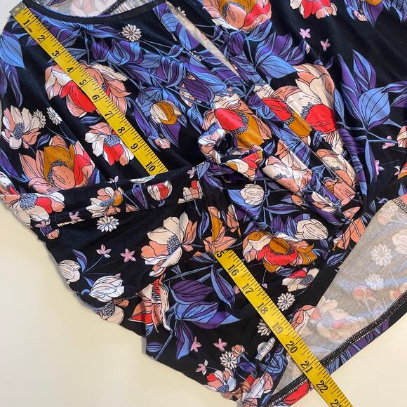 Free People Keepin On Top Womens Size XS Black Multicolor Floral Oversized Boho - Picture 12 of 13
